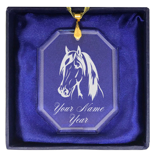 LaserGram Christmas Ornament, Horse Head 1, Personalized Engraving Included (Rectangle Shape)