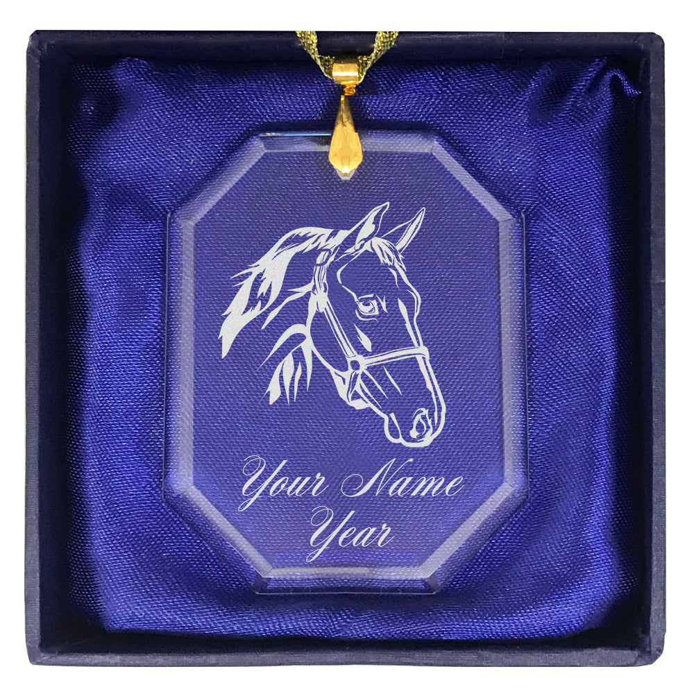 LaserGram Christmas Ornament, Horse Head 2, Personalized Engraving Included (Rectangle Shape)