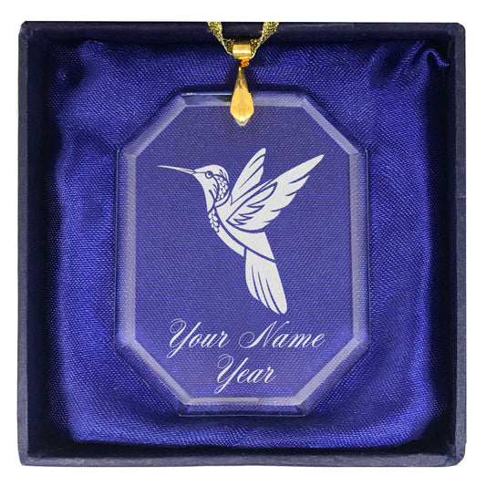 LaserGram Christmas Ornament, Hummingbird, Personalized Engraving Included (Rectangle Shape)