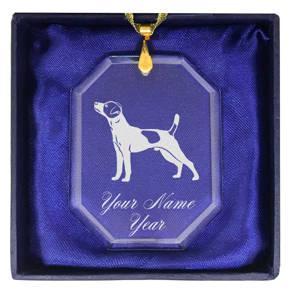 LaserGram Christmas Ornament, Jack Russell Terrier Dog, Personalized Engraving Included (Rectangle Shape)