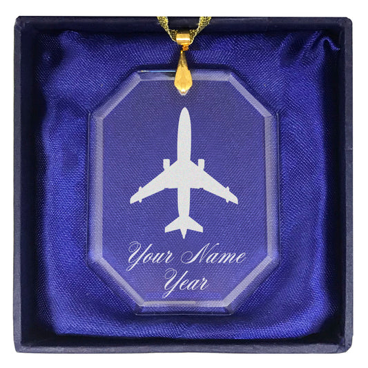 LaserGram Christmas Ornament, Jet Airplane, Personalized Engraving Included (Rectangle Shape)