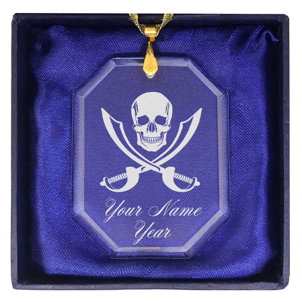 LaserGram Christmas Ornament, Jolly Roger, Personalized Engraving Included (Rectangle Shape)