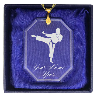 LaserGram Christmas Ornament, Karate Man, Personalized Engraving Included (Rectangle Shape)