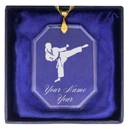 LaserGram Christmas Ornament, Karate Woman, Personalized Engraving Included (Rectangle Shape)