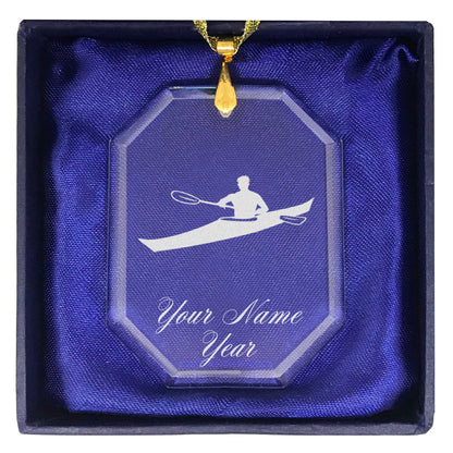 LaserGram Christmas Ornament, Kayak Man, Personalized Engraving Included (Rectangle Shape)