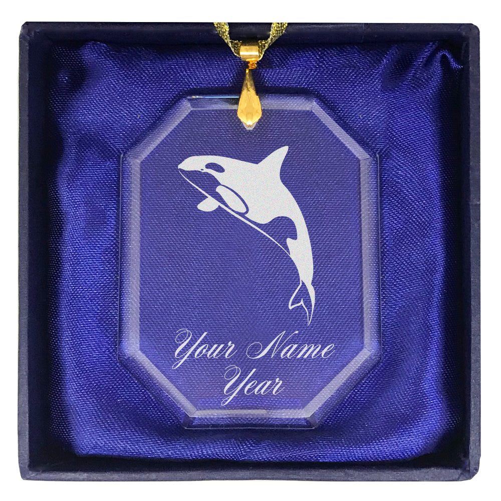 LaserGram Christmas Ornament, Killer Whale, Personalized Engraving Included (Rectangle Shape)