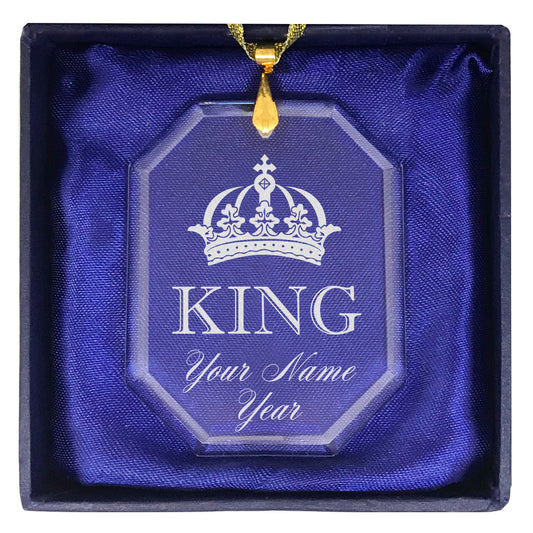 LaserGram Christmas Ornament, King Crown, Personalized Engraving Included (Rectangle Shape)