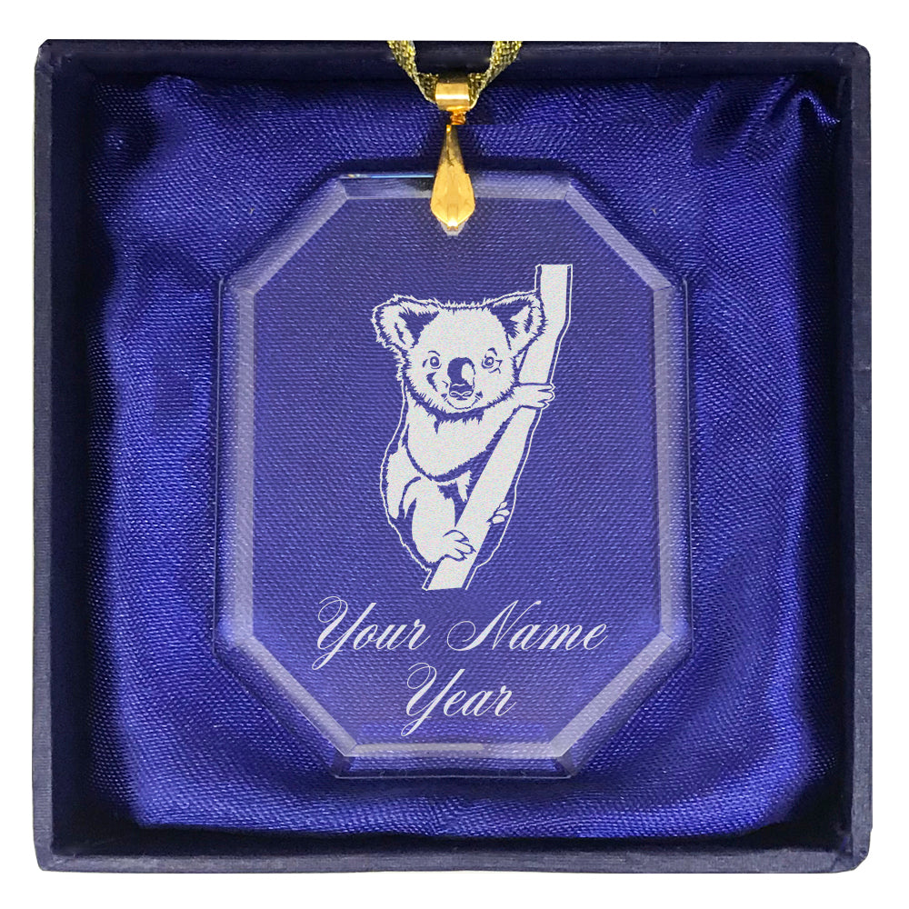 LaserGram Christmas Ornament, Koala Bear, Personalized Engraving Included (Rectangle Shape)