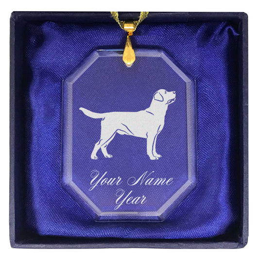 LaserGram Christmas Ornament, Labrador Retriever Dog, Personalized Engraving Included (Rectangle Shape)