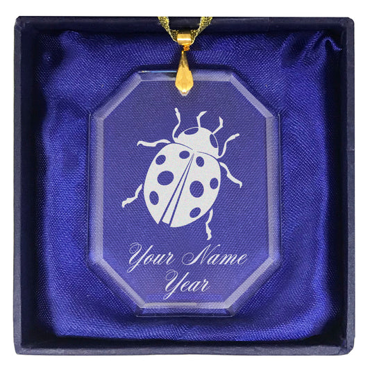 LaserGram Christmas Ornament, Ladybug, Personalized Engraving Included (Rectangle Shape)