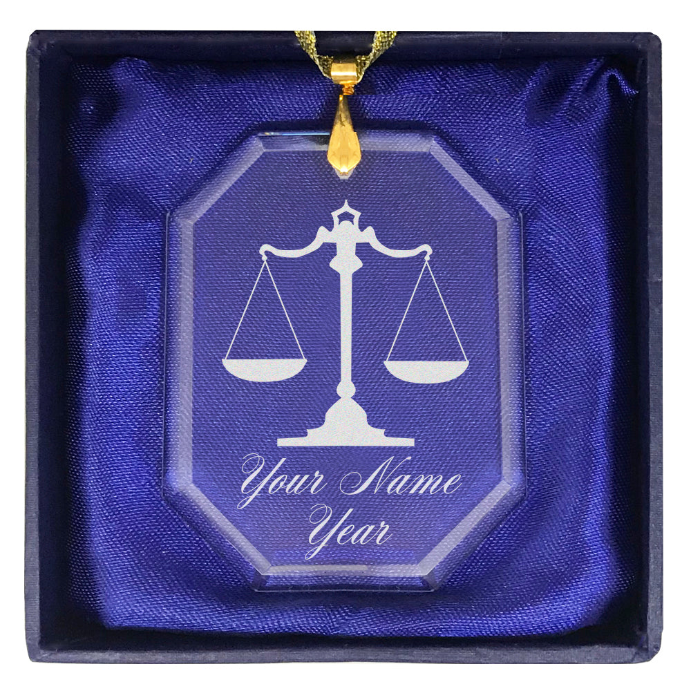 LaserGram Christmas Ornament, Law Scale, Personalized Engraving Included (Rectangle Shape)