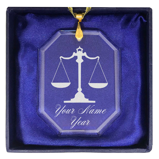 LaserGram Christmas Ornament, Law Scale, Personalized Engraving Included (Rectangle Shape)