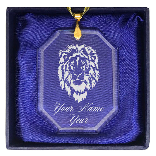 LaserGram Christmas Ornament, Lion Head, Personalized Engraving Included (Rectangle Shape)