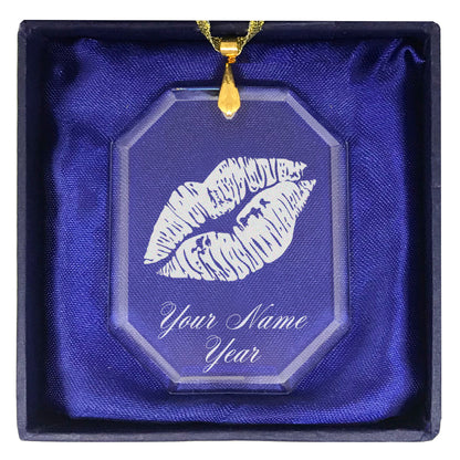 LaserGram Christmas Ornament, Lipstick Kiss, Personalized Engraving Included (Rectangle Shape)