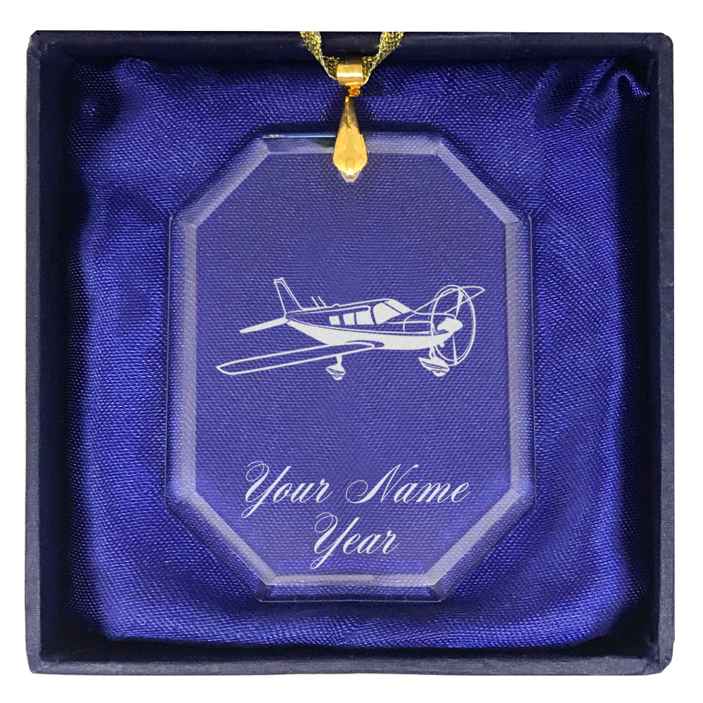 LaserGram Christmas Ornament, Low Wing Airplane, Personalized Engraving Included (Rectangle Shape)