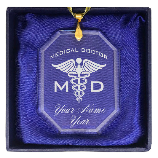 LaserGram Christmas Ornament, MD Medical Doctor, Personalized Engraving Included (Rectangle Shape)