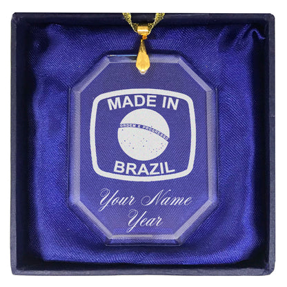 LaserGram Christmas Ornament, Made in Brazil, Personalized Engraving Included (Rectangle Shape)