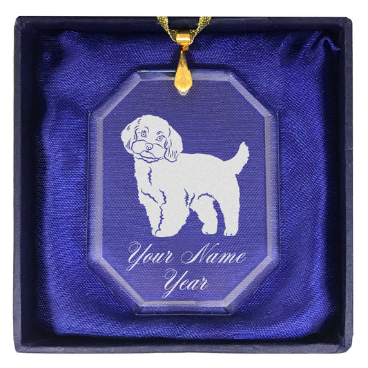 LaserGram Christmas Ornament, Maltese Dog, Personalized Engraving Included (Rectangle Shape)