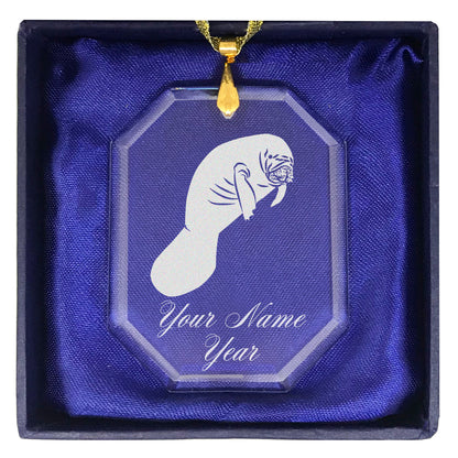 LaserGram Christmas Ornament, Manatee, Personalized Engraving Included (Rectangle Shape)