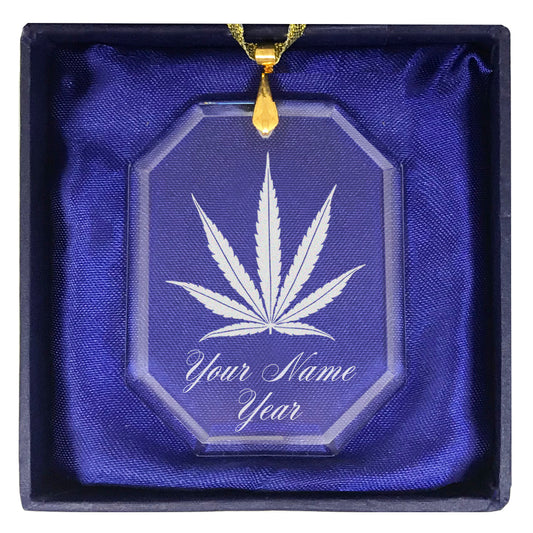 LaserGram Christmas Ornament, Marijuana leaf, Personalized Engraving Included (Rectangle Shape)