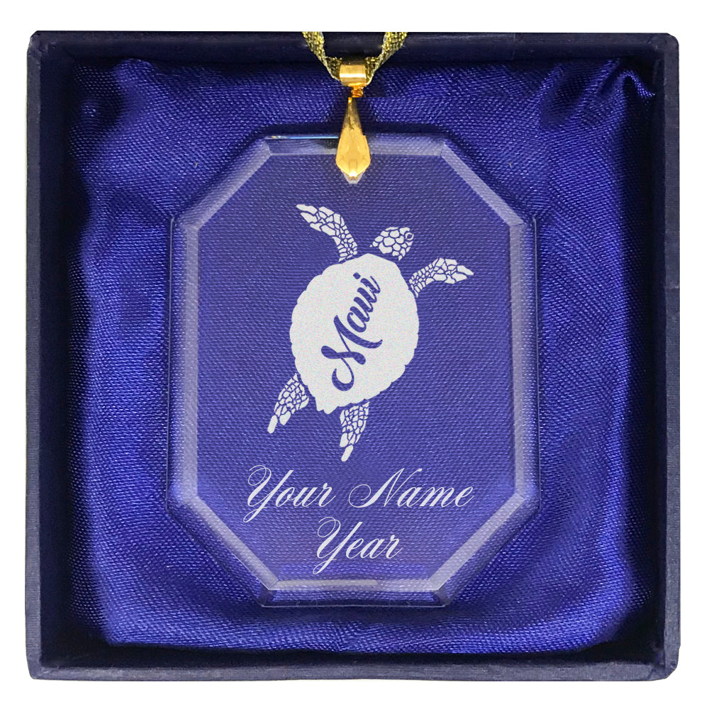 LaserGram Christmas Ornament, Maui Sea Turtle, Personalized Engraving Included (Rectangle Shape)