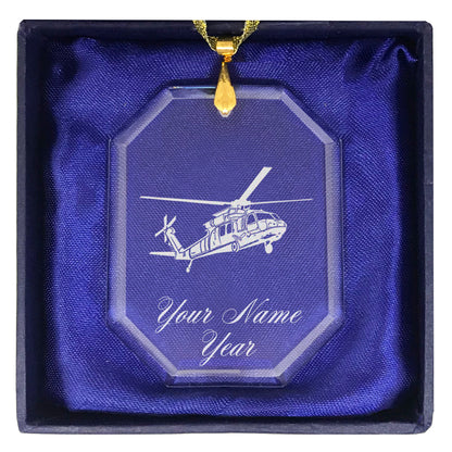 LaserGram Christmas Ornament, Military Helicopter 1, Personalized Engraving Included (Rectangle Shape)