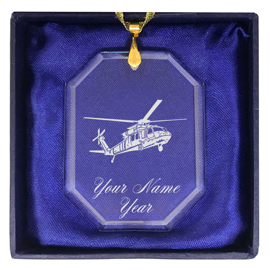 LaserGram Christmas Ornament, Military Helicopter 1, Personalized Engraving Included (Rectangle Shape)