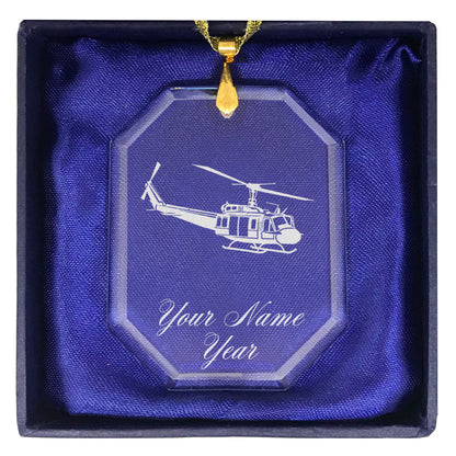 LaserGram Christmas Ornament, Military Helicopter 2, Personalized Engraving Included (Rectangle Shape)