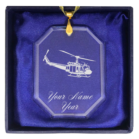 LaserGram Christmas Ornament, Military Helicopter 2, Personalized Engraving Included (Rectangle Shape)