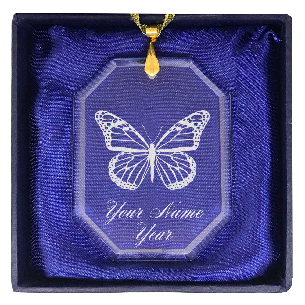 LaserGram Christmas Ornament, Monarch Butterfly, Personalized Engraving Included (Rectangle Shape)