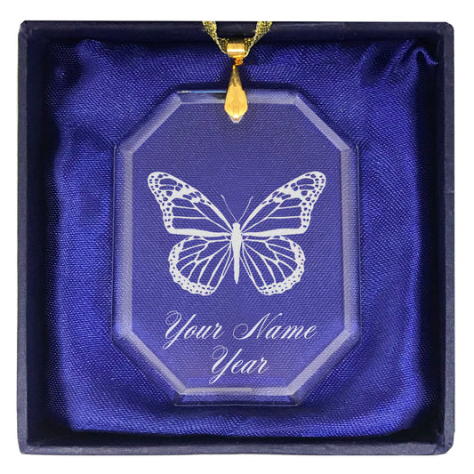 LaserGram Christmas Ornament, Monarch Butterfly, Personalized Engraving Included (Rectangle Shape)