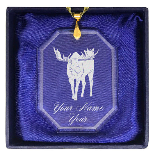 LaserGram Christmas Ornament, Moose, Personalized Engraving Included (Rectangle Shape)