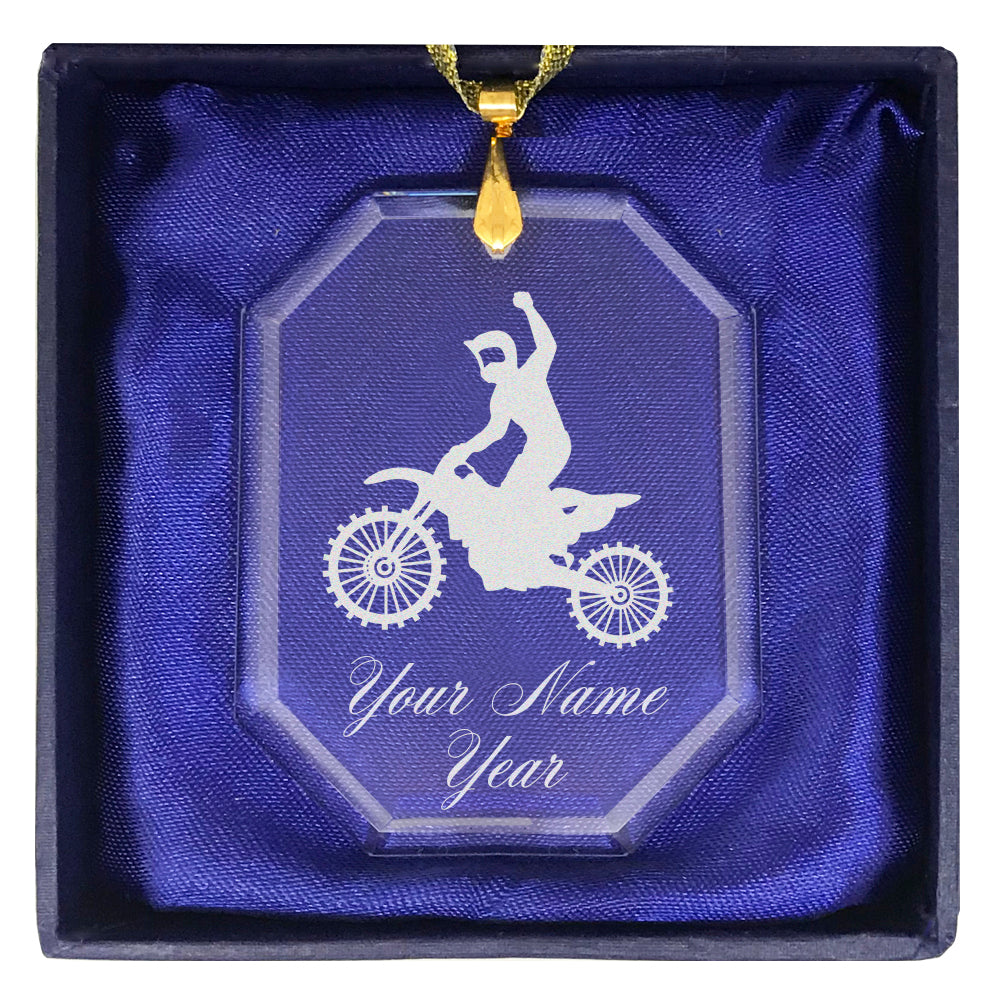 LaserGram Christmas Ornament, Motocross, Personalized Engraving Included (Rectangle Shape)