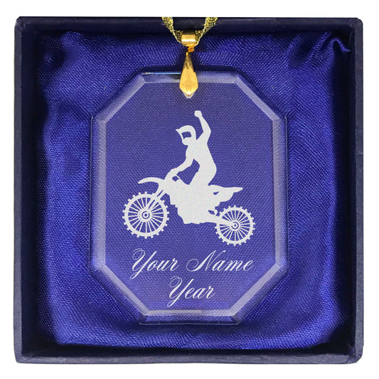 LaserGram Christmas Ornament, Motocross, Personalized Engraving Included (Rectangle Shape)