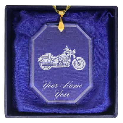 LaserGram Christmas Ornament, Motorcycle, Personalized Engraving Included (Rectangle Shape)