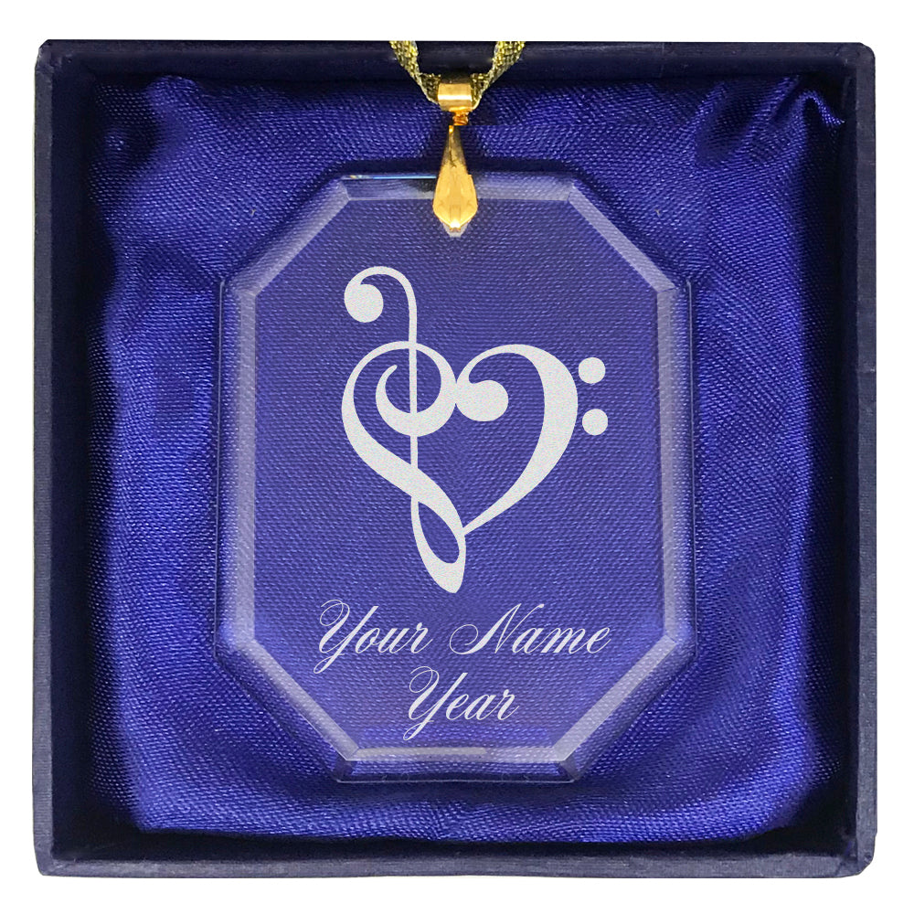 LaserGram Christmas Ornament, Music Heart, Personalized Engraving Included (Rectangle Shape)