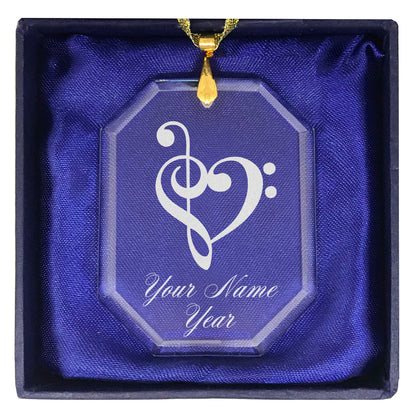 LaserGram Christmas Ornament, Music Heart, Personalized Engraving Included (Rectangle Shape)