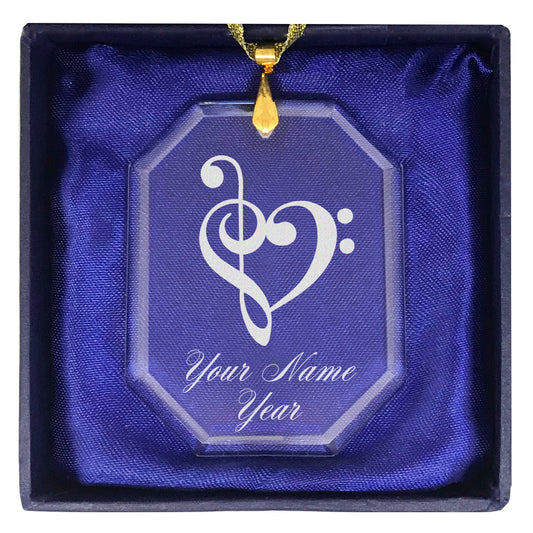 LaserGram Christmas Ornament, Music Heart, Personalized Engraving Included (Rectangle Shape)