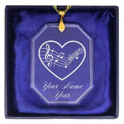 LaserGram Christmas Ornament, Music Staff Heart, Personalized Engraving Included (Rectangle Shape)