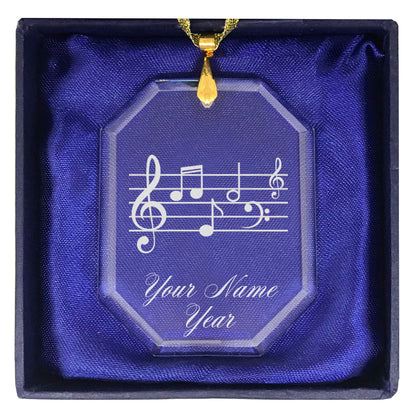 LaserGram Christmas Ornament, Music Staff, Personalized Engraving Included (Rectangle Shape)