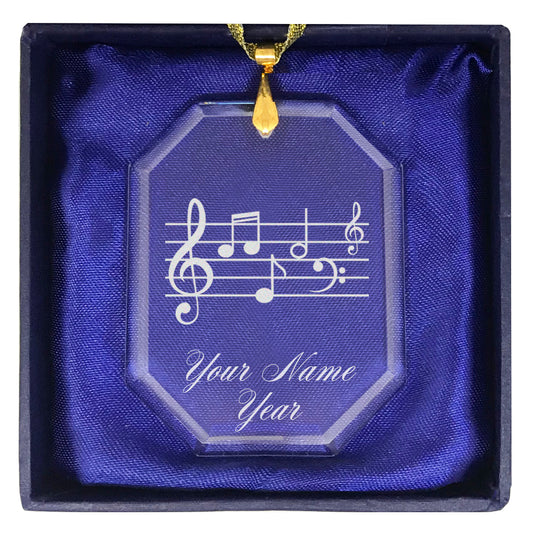 LaserGram Christmas Ornament, Music Staff, Personalized Engraving Included (Rectangle Shape)