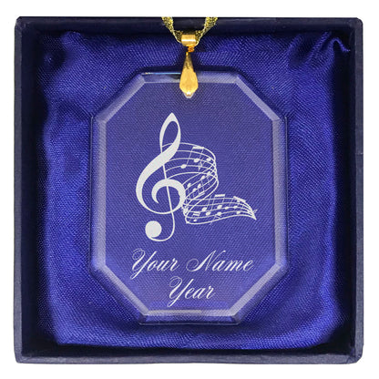 LaserGram Christmas Ornament, Musical Notes, Personalized Engraving Included (Rectangle Shape)