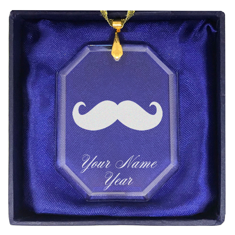 LaserGram Christmas Ornament, Mustache, Personalized Engraving Included (Rectangle Shape)