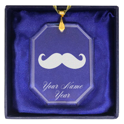 LaserGram Christmas Ornament, Mustache, Personalized Engraving Included (Rectangle Shape)