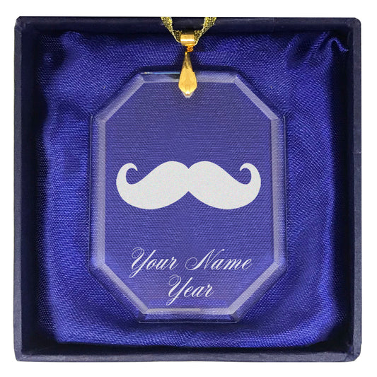 LaserGram Christmas Ornament, Mustache, Personalized Engraving Included (Rectangle Shape)