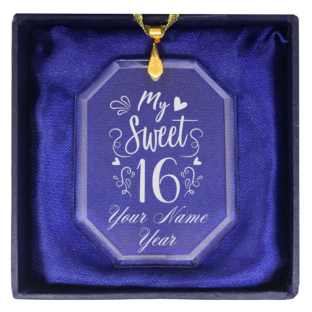 LaserGram Christmas Ornament, My Sweet 16, Personalized Engraving Included (Rectangle Shape)