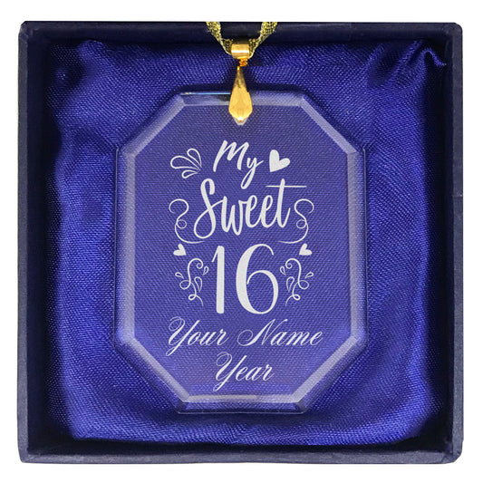 LaserGram Christmas Ornament, My Sweet 16, Personalized Engraving Included (Rectangle Shape)