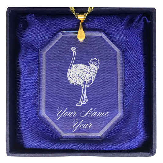 LaserGram Christmas Ornament, Ostrich, Personalized Engraving Included (Rectangle Shape)