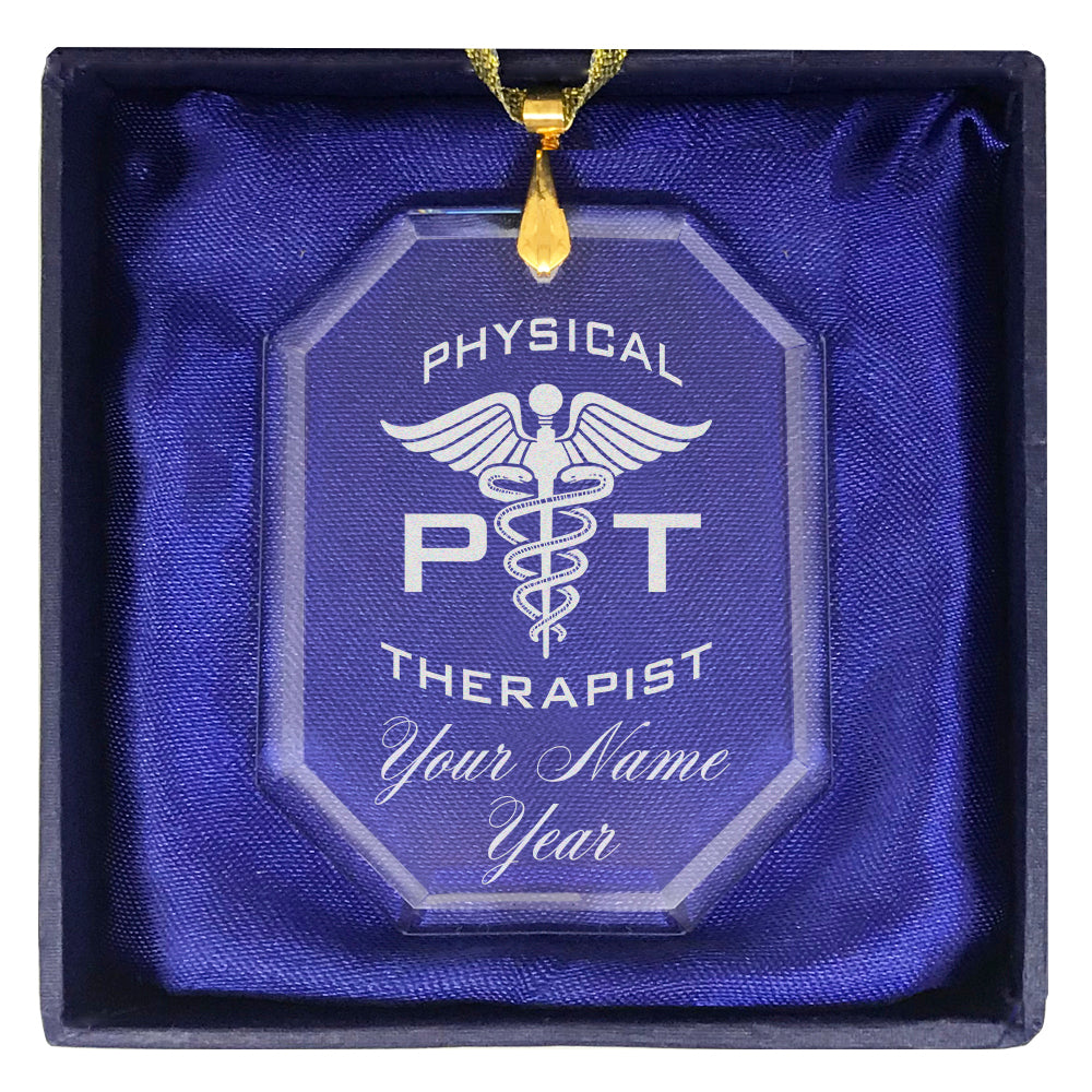 LaserGram Christmas Ornament, PT Physical Therapist, Personalized Engraving Included (Rectangle Shape)