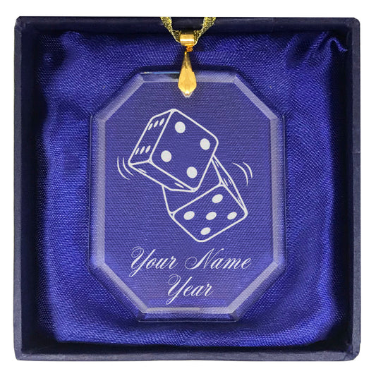 LaserGram Christmas Ornament, Pair of Dice, Personalized Engraving Included (Rectangle Shape)